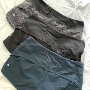Women’s Lululemon Speed Shorts Size 6 (set of 3)